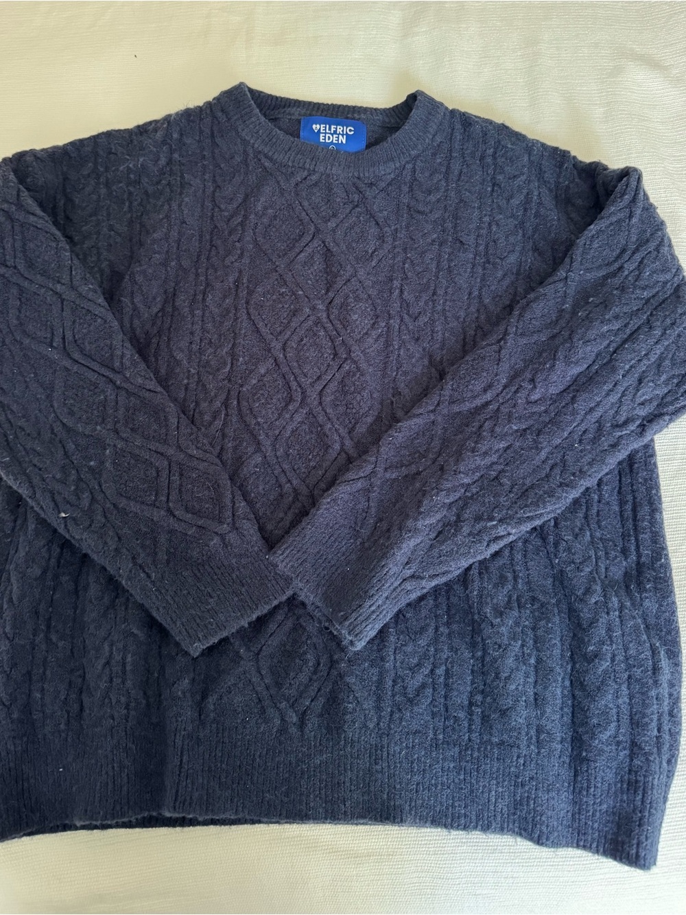 Aelfric Eden Women’s Navy Cable Knit Crewneck Sweater